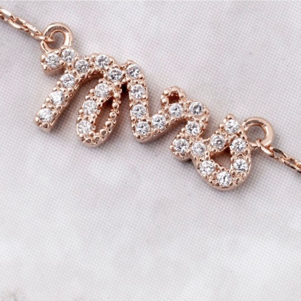 NWT Must Have Rose Gold Tone Rhinestones Mrs Necklace